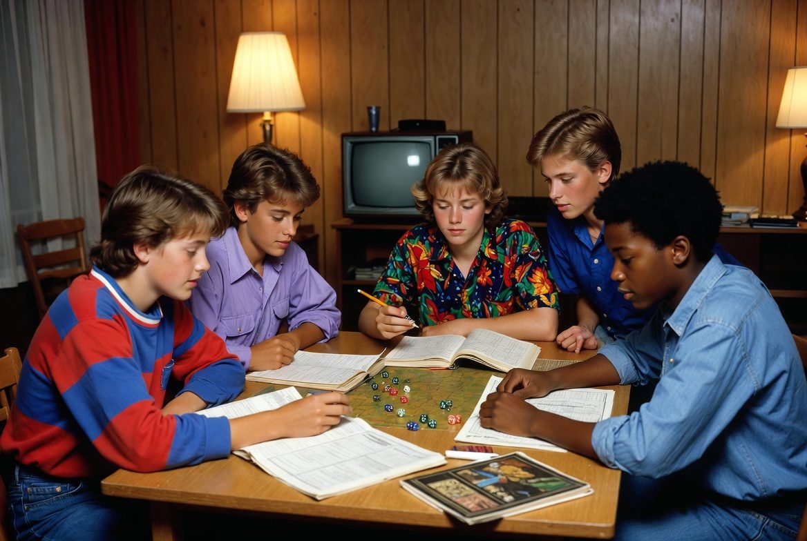A roleplaying table, 1980s